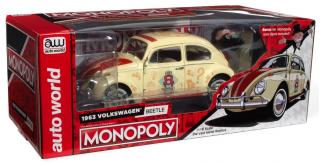 Volkswagen Beetle 1963  *Monopoly Free Parking*, creme/red with Monopoly figure Auto World 1:18